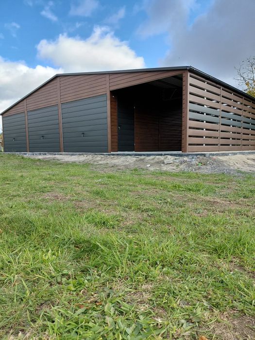 garaż blaszany blaszka drewnopodobny profil zamknięty