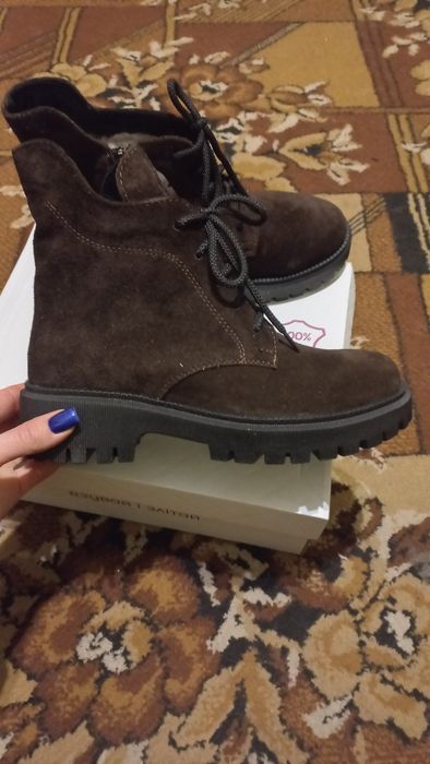 Ціна до 1.02.Нові жіночі ботинки черевики зима натур.замша та хутро р.