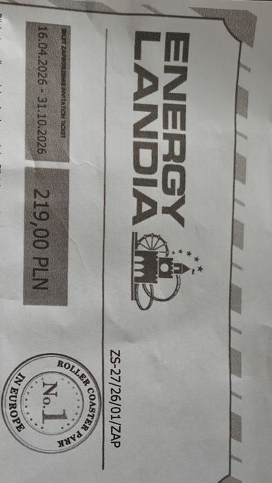 Bilet do energylandii dla 1 osoby (normalny)