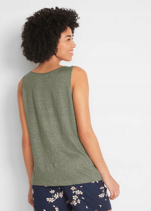 Top oliwkowy lniany ^52/54