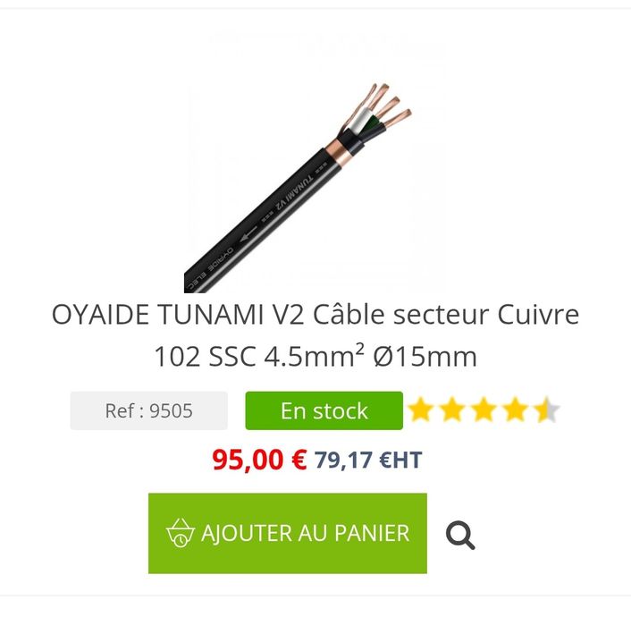 Vendo o fabuloso cabo Oyaide Tunami V-2  Hi End