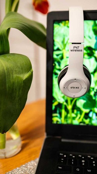 Słuchawki bezprzewodowe nauszne solidne BLUETOOTH MP3 białe na prezent