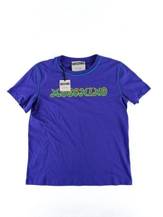 MOSCHINO T-shirt z haftowanym nadrukiem r. 38