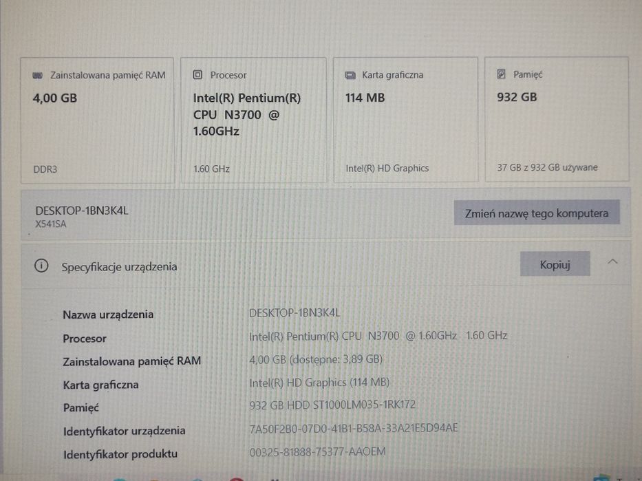 Sprzedam Laptop Asus A541S | Lekki & Zadbany/Idealny do nauki i biura