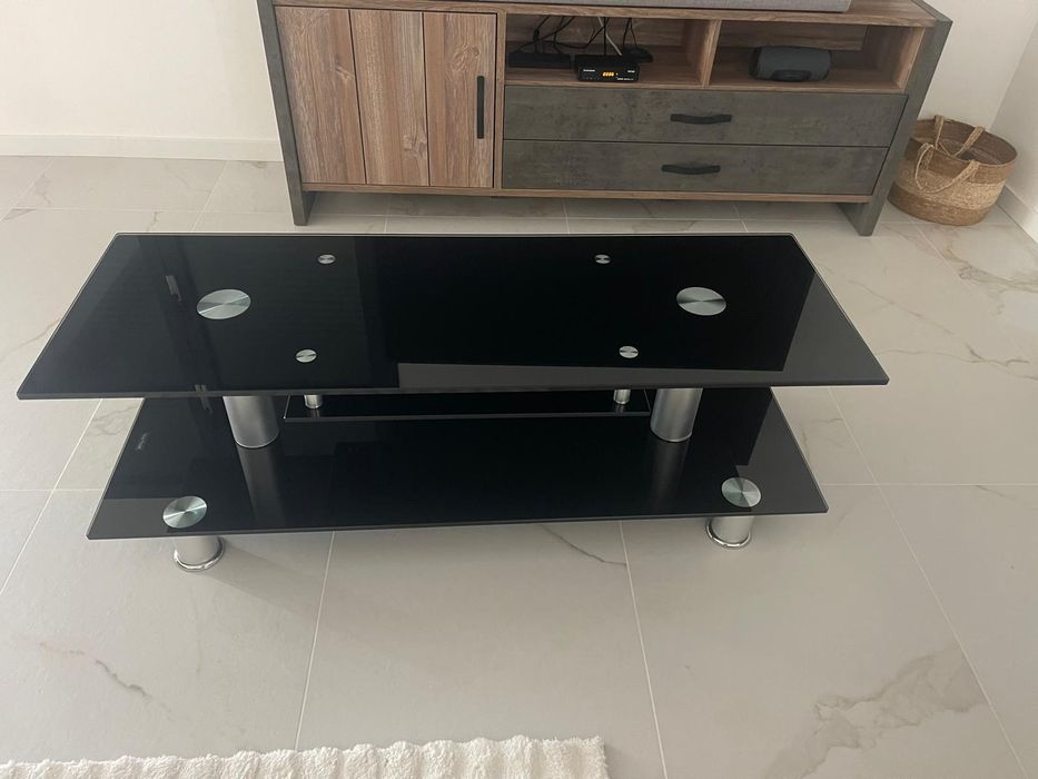 Mesa de centro em inox e  vidro