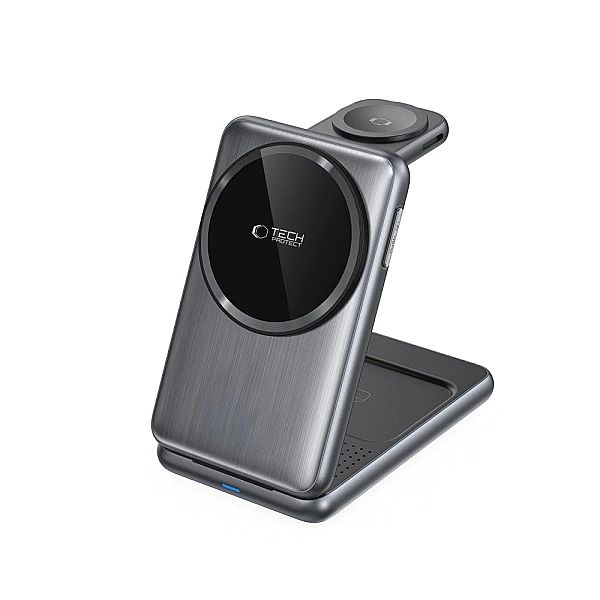 Ładowarka indukcyjna QI15W-A42/3w1 z MagSafe do urządzeń Appple - szar