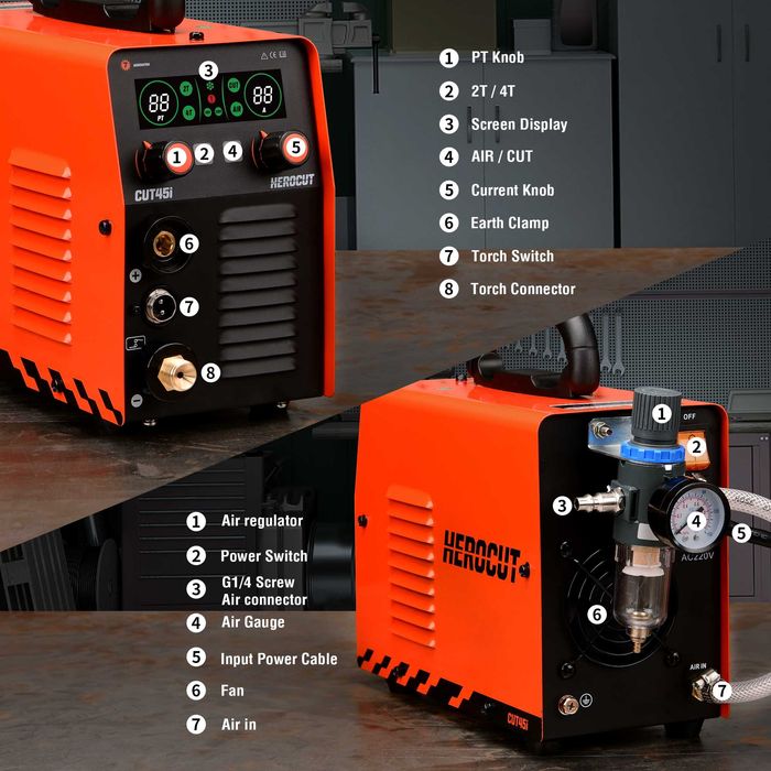 F1126 Máquina corte plasma Herocut-CUT45i IGTB, 220V, Corte 12mm