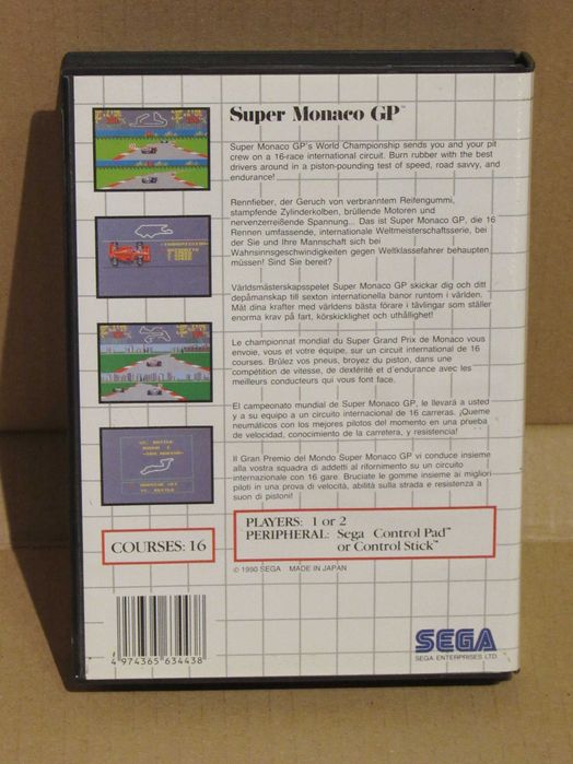 Jogo Sega Master System Super Monaco GP completo (#3)