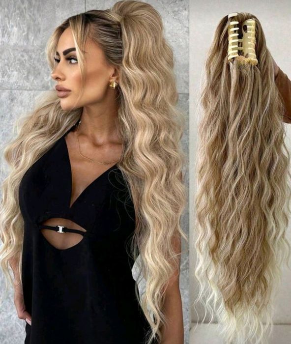 Kucyk na klamerce 66 cm blond ombre. Nowe. Polecam.