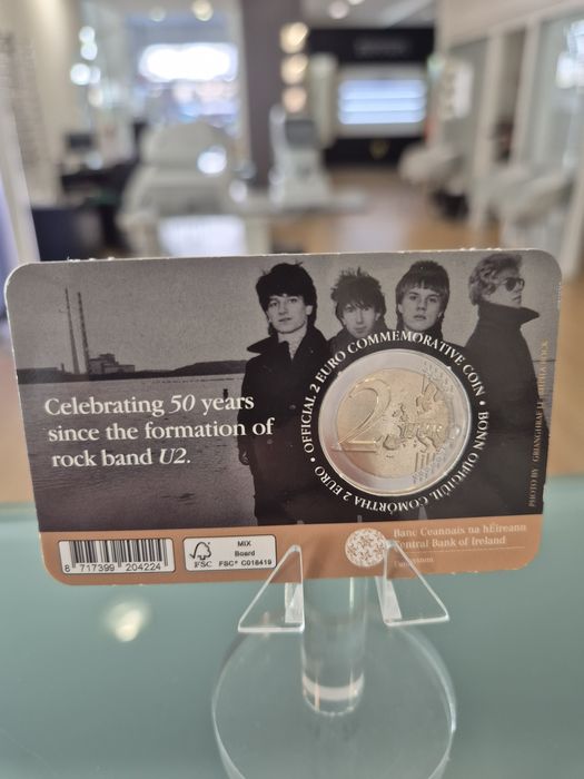 Moeda de 2€ U2 coin card.
