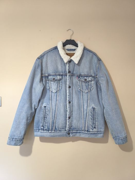 Levi's kurtka jeansowa Trucker z kożuszkiem z kołnierzykiem ciepła męs
