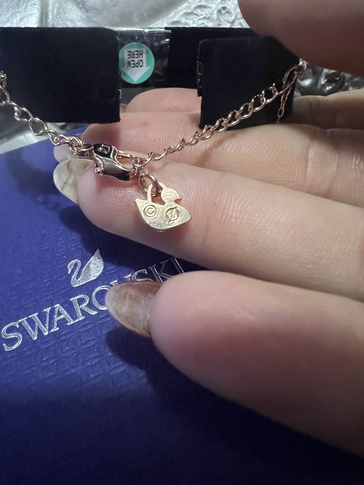 Swarovsky Bracelete Hyperbola Infinity, Branca, Lacado a rosa dourado