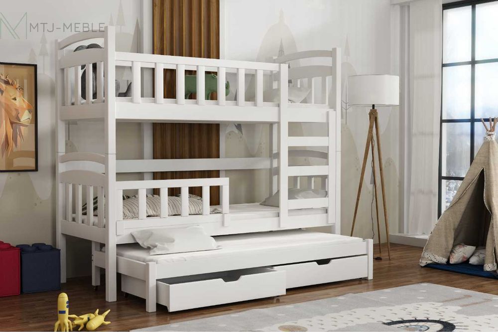 Nowoczesne łóżko 3 osobowe piętrowe z materacami Donald! HIT