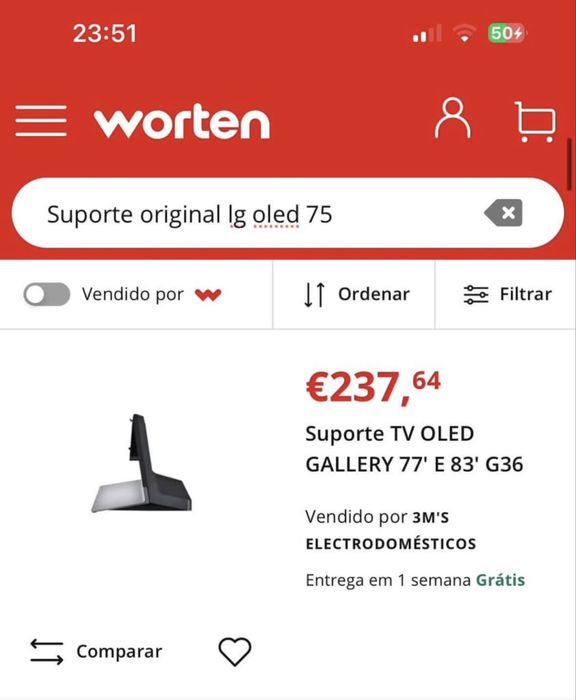 Suporte para TV LG 65 polegadas nova