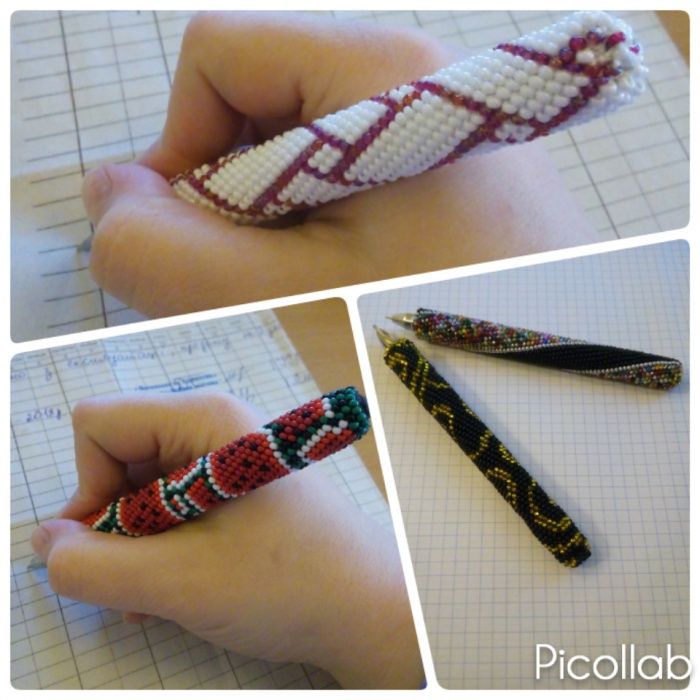 Ручки связанные крючком и бисером