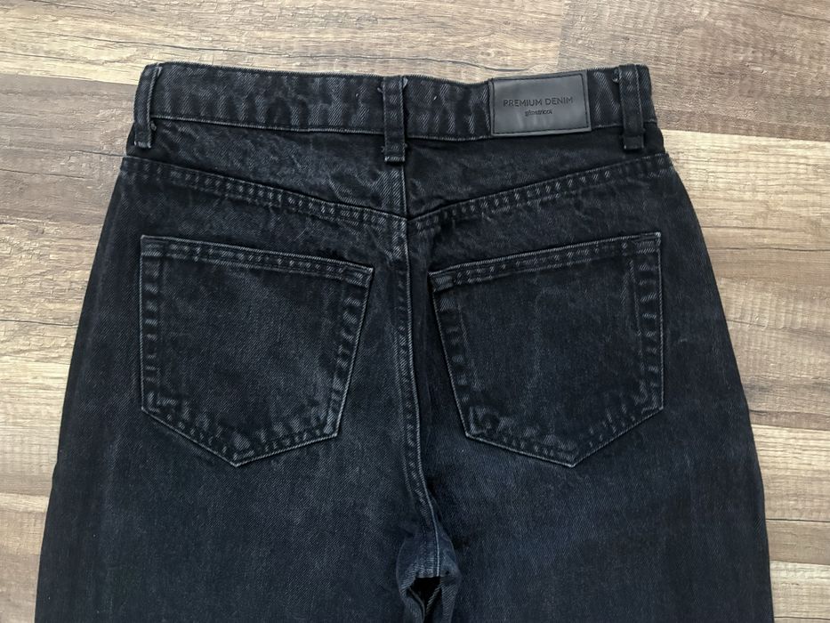 Czarne jeansy stright wysoki stan 34/XS
