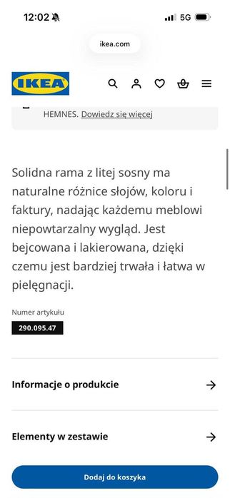 Łóżko 120x200 z materacem