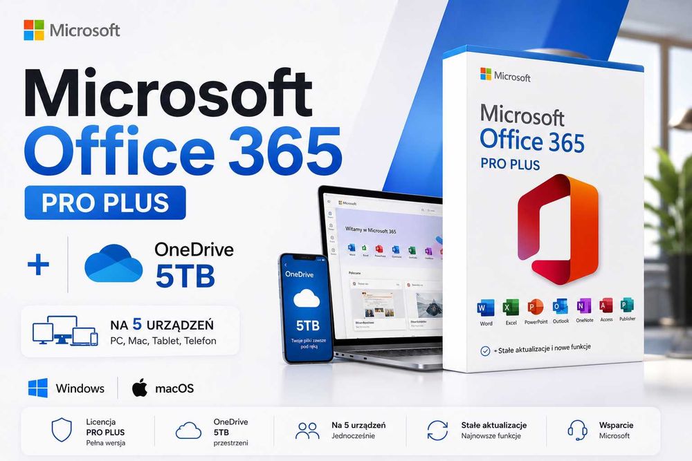 Microsoft Office 365 Pro Plus + OneDrive 5 TB ( Jedyna taka oferta )  Promocja - 30 % !