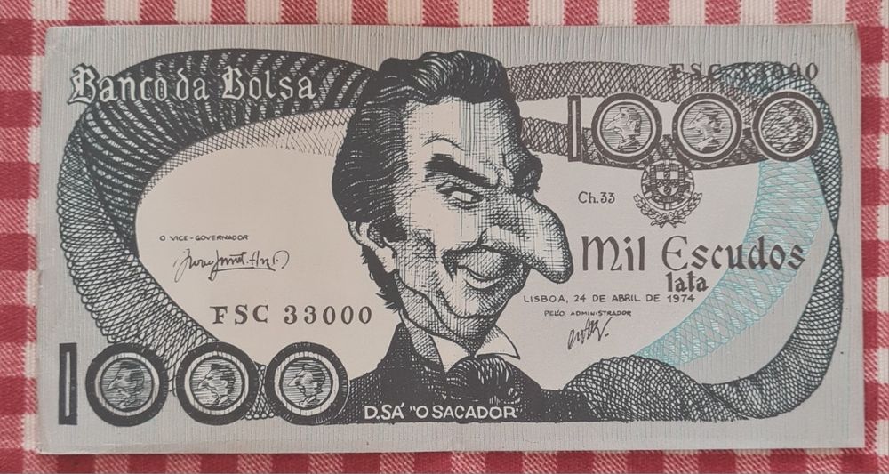 Nota de 1000 Escudos da Caricatura do Sá Carneiro