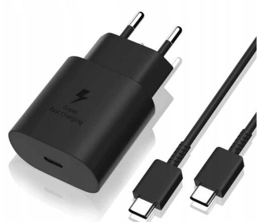 Samsung Super Szybka Oryginalna Ładowarka PD (25W) USB-C Czarna EP-TA800EBE z kablem C-C