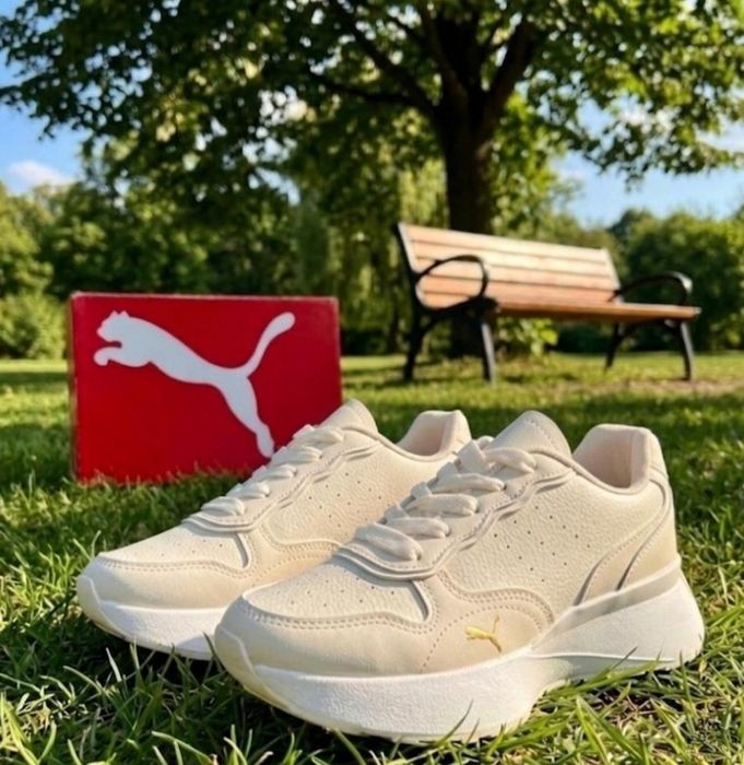 Жіночі осінні кросівки Puma/натуральна шкіра/бежеві кросівки пума