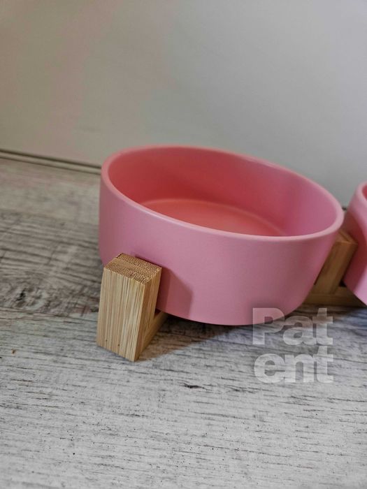 Miski ceramiczne dla psa kota zestaw 2 sztuki x 400 ml różowe