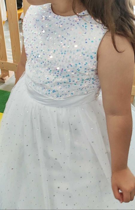 Vestido infantil branco para eventos + Anágua/Saiote de armação