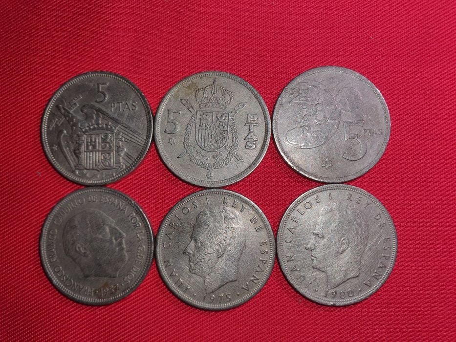 Moedas antigas de Escudo e Pesetas