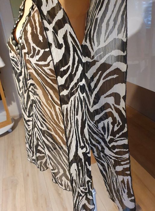 Tunika plażowa,bluzka, wzór zebra,ozdobny dekolt