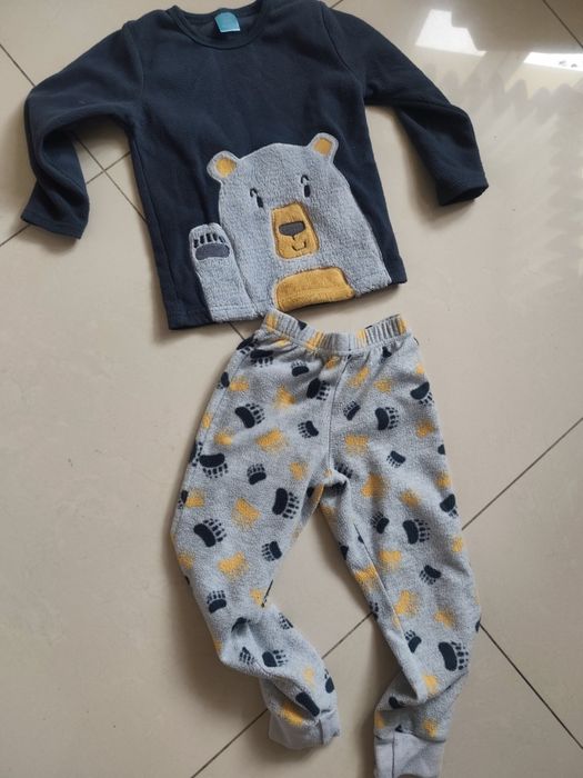 Ciepła szara piżama miś misio teddy bear pyjamas pepco 98 104