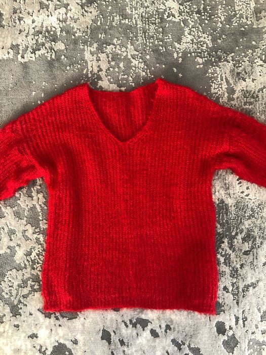 sweter damski czerwony miły i ciepły r m/l