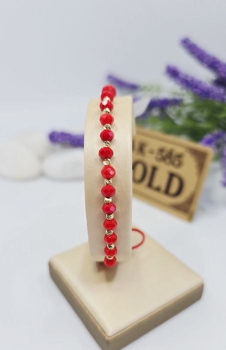 Złota bransoletka na sznurku próba 585 14k