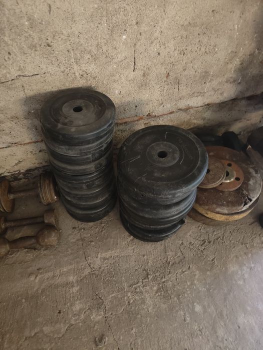 Sprzęt na siłownię obciążenie stalowe, bitumiczne, gryfy, Hantle