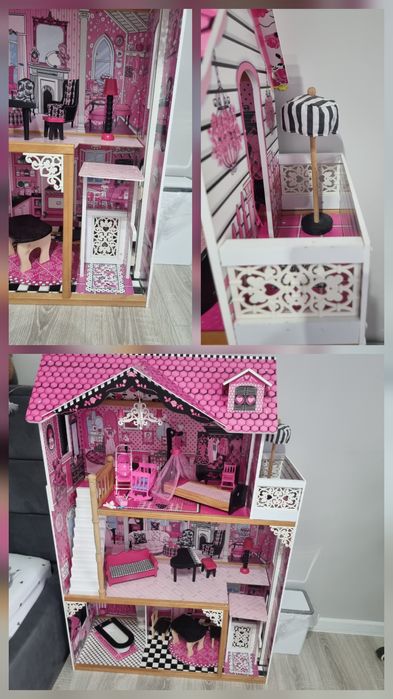 KidKraft - Drewniany domek dla lalek Amelia z mebelkami 83 x 41 x 121