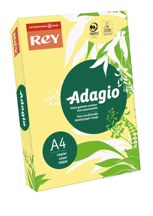 Папір кольоровий, A4, 500 аркушів, 80 гр/м, неон жовтий, REY Adagio