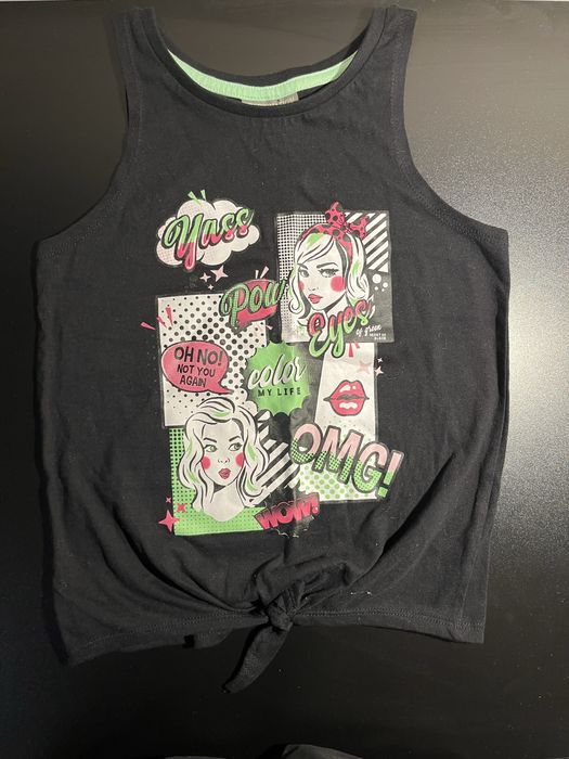 T-shirt na szelkach dziewczęcy 134/140