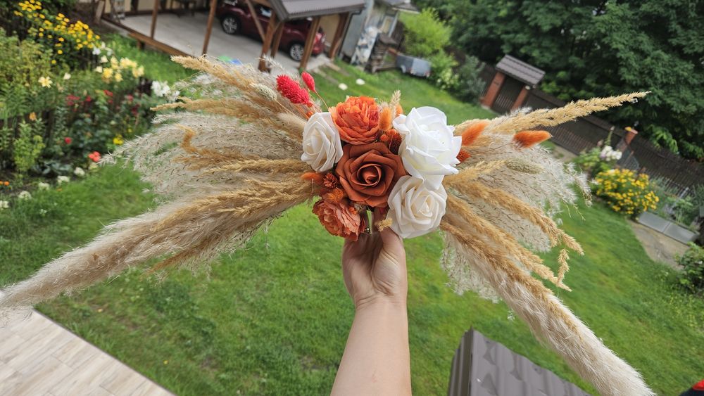 Kompozycje boho, ozdoby na wesele