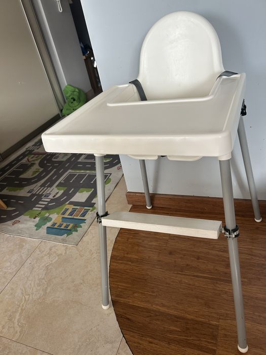 Krzesełko do karmienia full zestaw z drewnianym regulowanym podnóżkiem IKEA