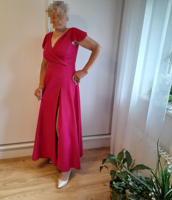 Suknia fuksja, długa/dla matki Panny Młodej/ rozmiar 40/ KOAN