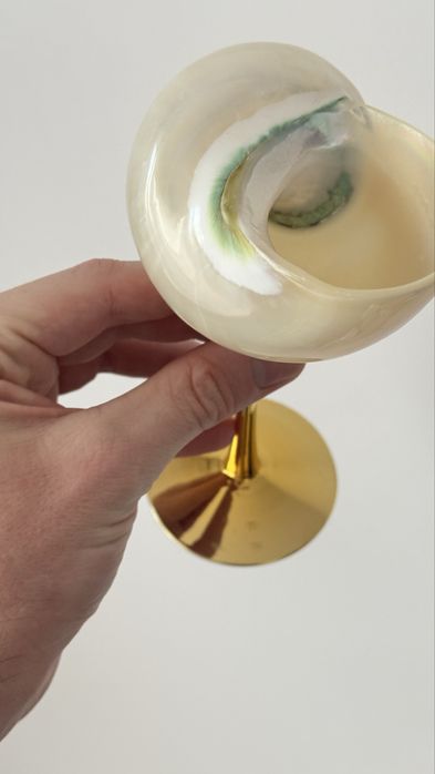 Kieliszki muszle masa perłowa złota stópka do szampana drinków NOWE