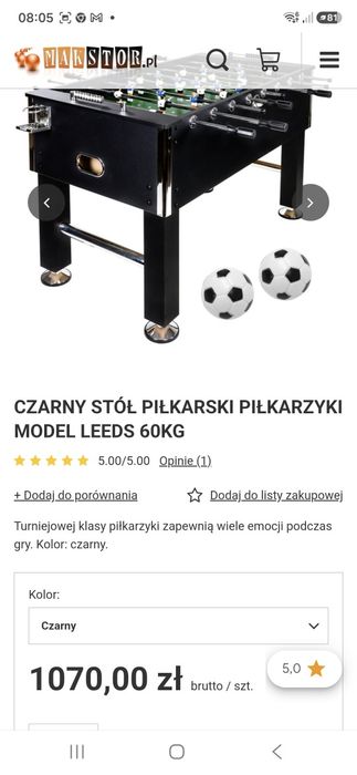 Pilkarzyki stół do gry