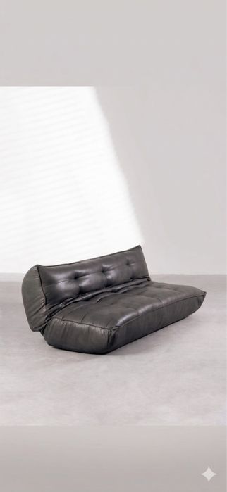 Sofa rozkładana 3-osobowa | Ciemnoszara ekoskora | Stan Idealny