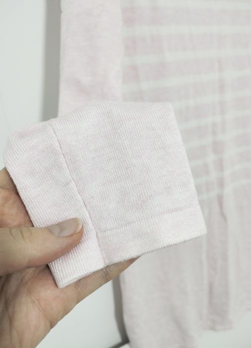 Sukienka sweterek tunika sweter w paski różowy cienki długi Munich