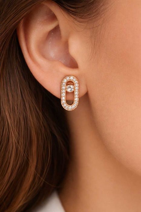 Серьги из красного золота с фианитами