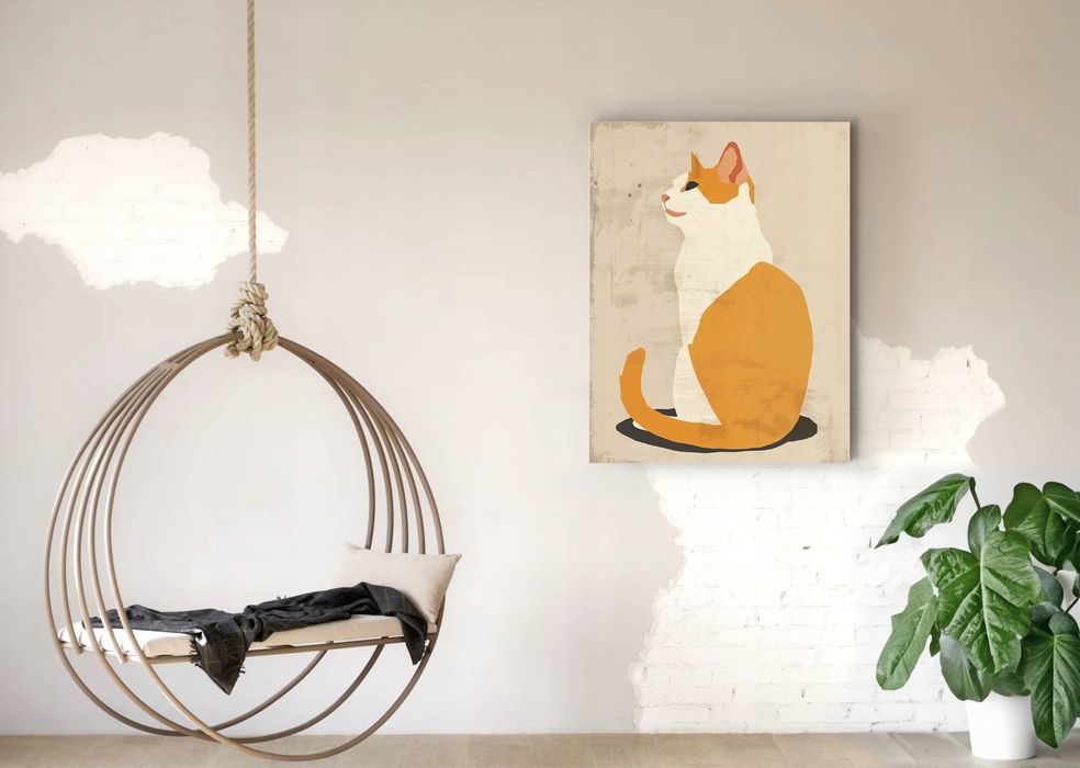 Obraz na płótnie "Geometryczny Kot w Abstrakcji" 90x120 cm