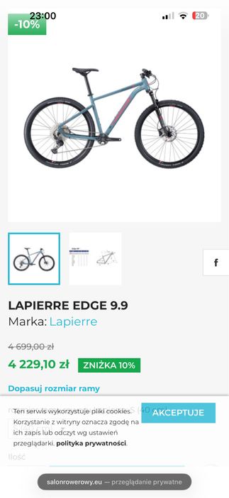 Nowy  -40% Lapierre Edge Deore Rock shox