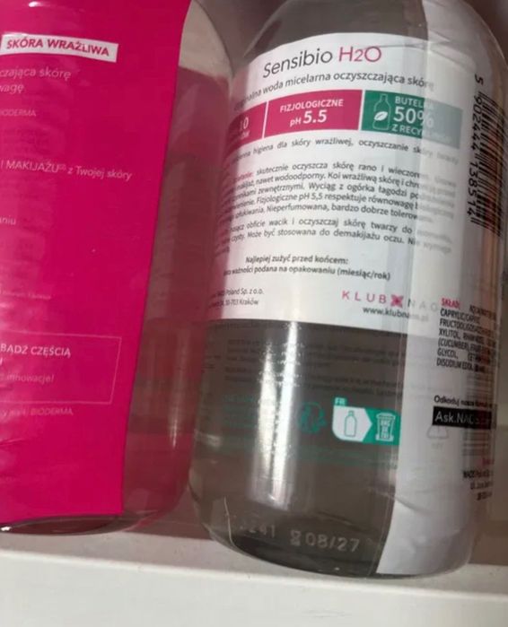 Bioderma Sensibio H2O .Płyn Micelarny  2x500 ml.OKAZJA !!! 1000 ml