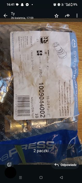 Złączka mosiężna KAN-therm ultraPRESS 16x2,0 Rp1/2" GW.