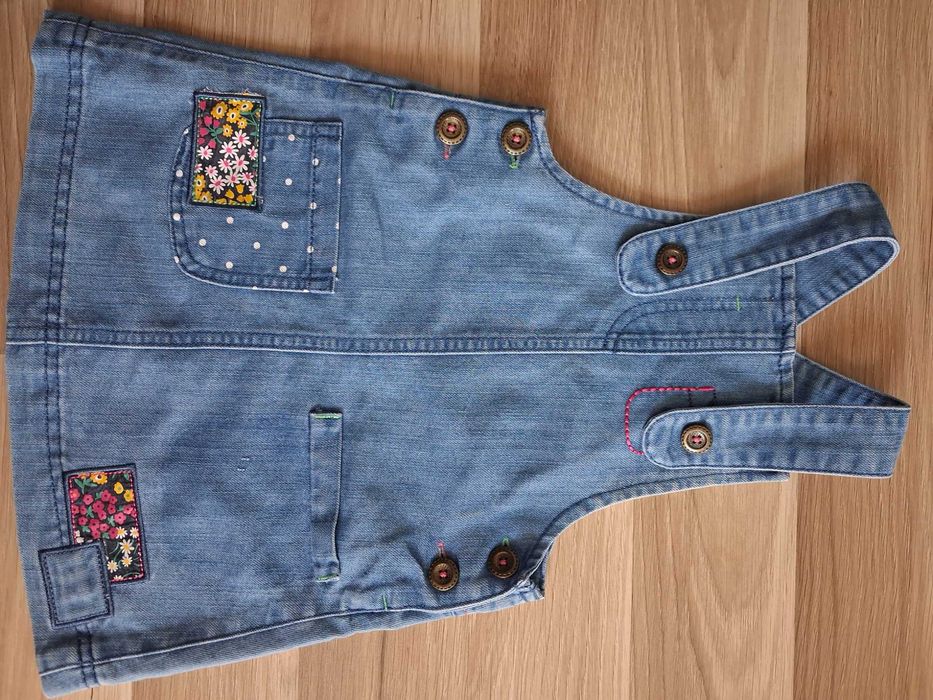 Sukienka, ogrodniczka, jeans. R. 98