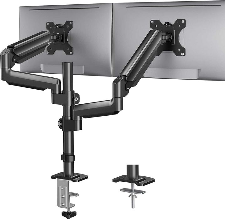 Biurkowy Uchwyt Na 2 Monitory gazowy 13-32" ekrany VESA 75/100
